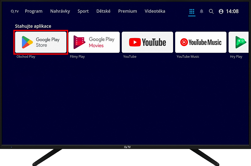 Google Play obchod v aplikacích O2 TV