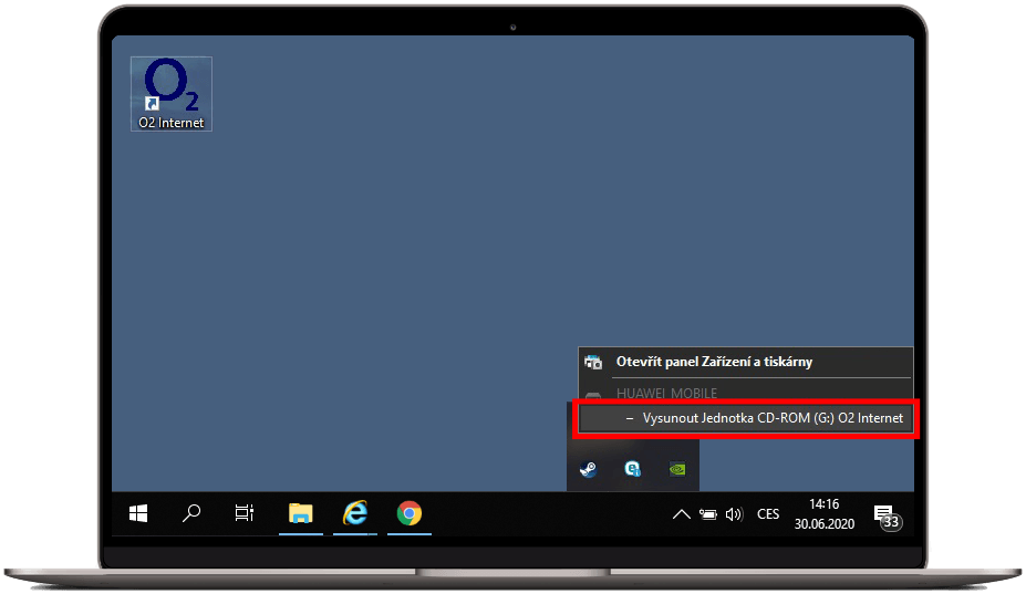 Zvolte Vysunout Jednotka CD‑ROM O2 Internet