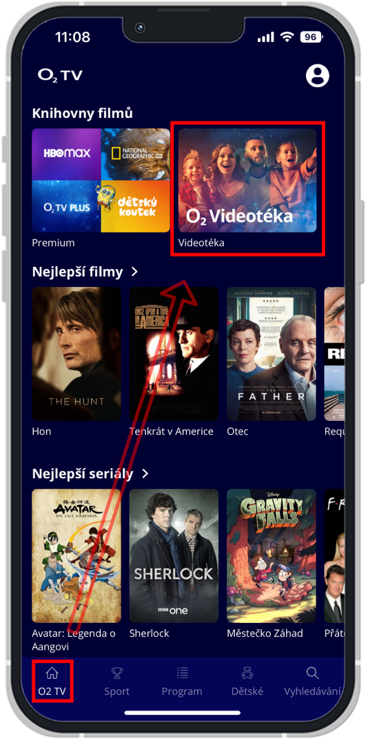 Videotéka v aplikaci O2 TV 2.0