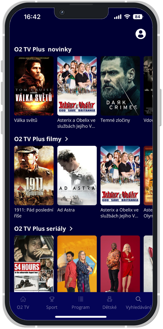 Knihovna O2 TV Plus v aplikaci