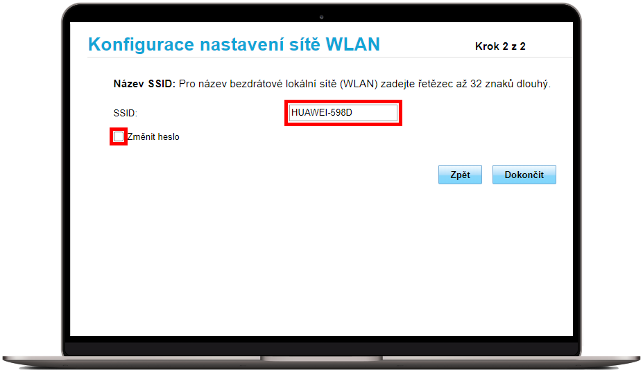 konfigurace nastavení sítě WLAN