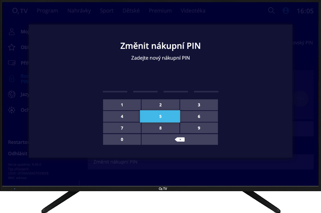 Nový nákupní PIN O2 TV