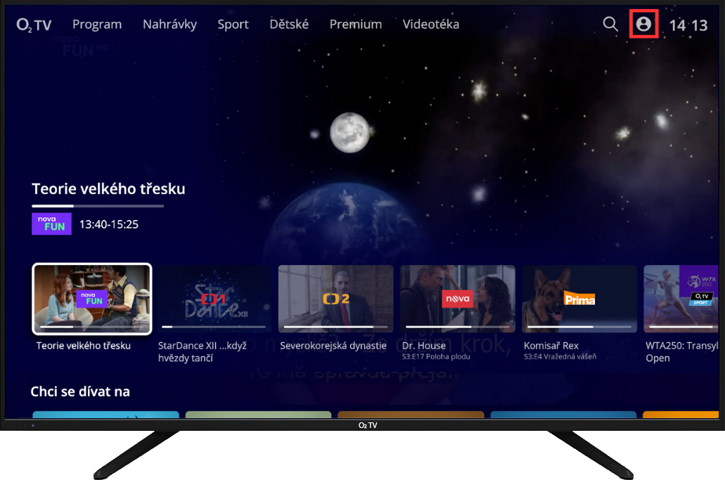 Ikona profilu v aplikaci O2 TV