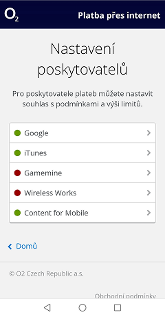 Nastavení jednotlivých poskytovatelů
