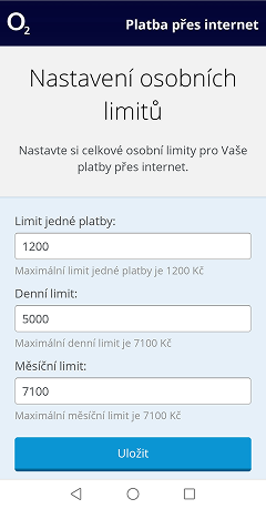 Nastavení limitů