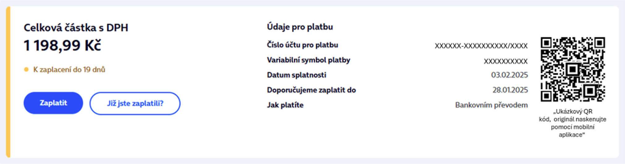 Náhled podkladů pro platbu vyúčtování