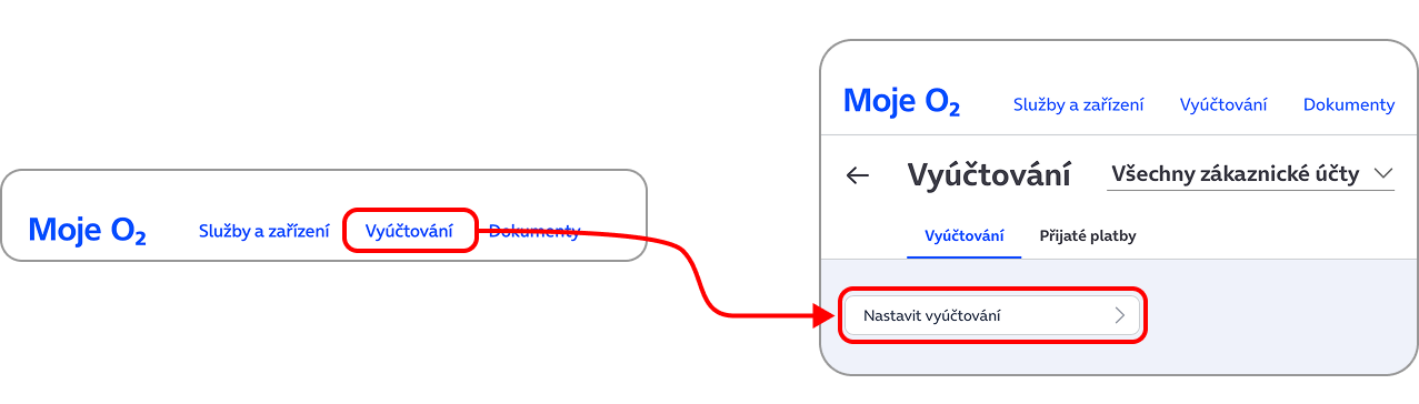 Přihlášení do Moje O2 a volba sekce