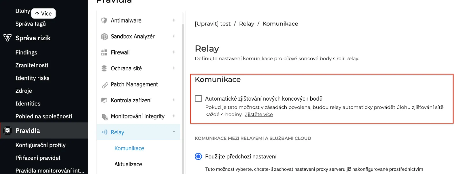 Automatické zjišťování koncových bodů