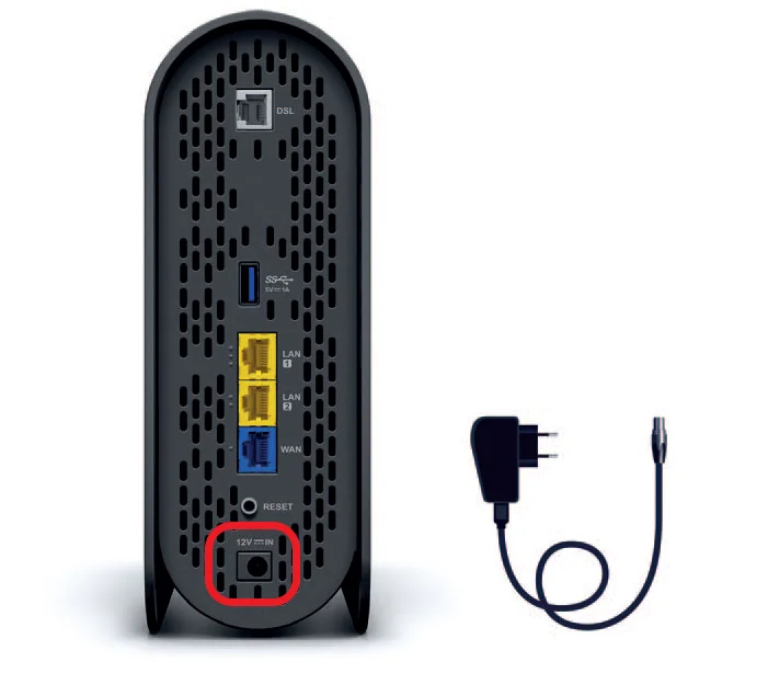 Zadní strana Smart Boxu 3 s napájecím adaptérem