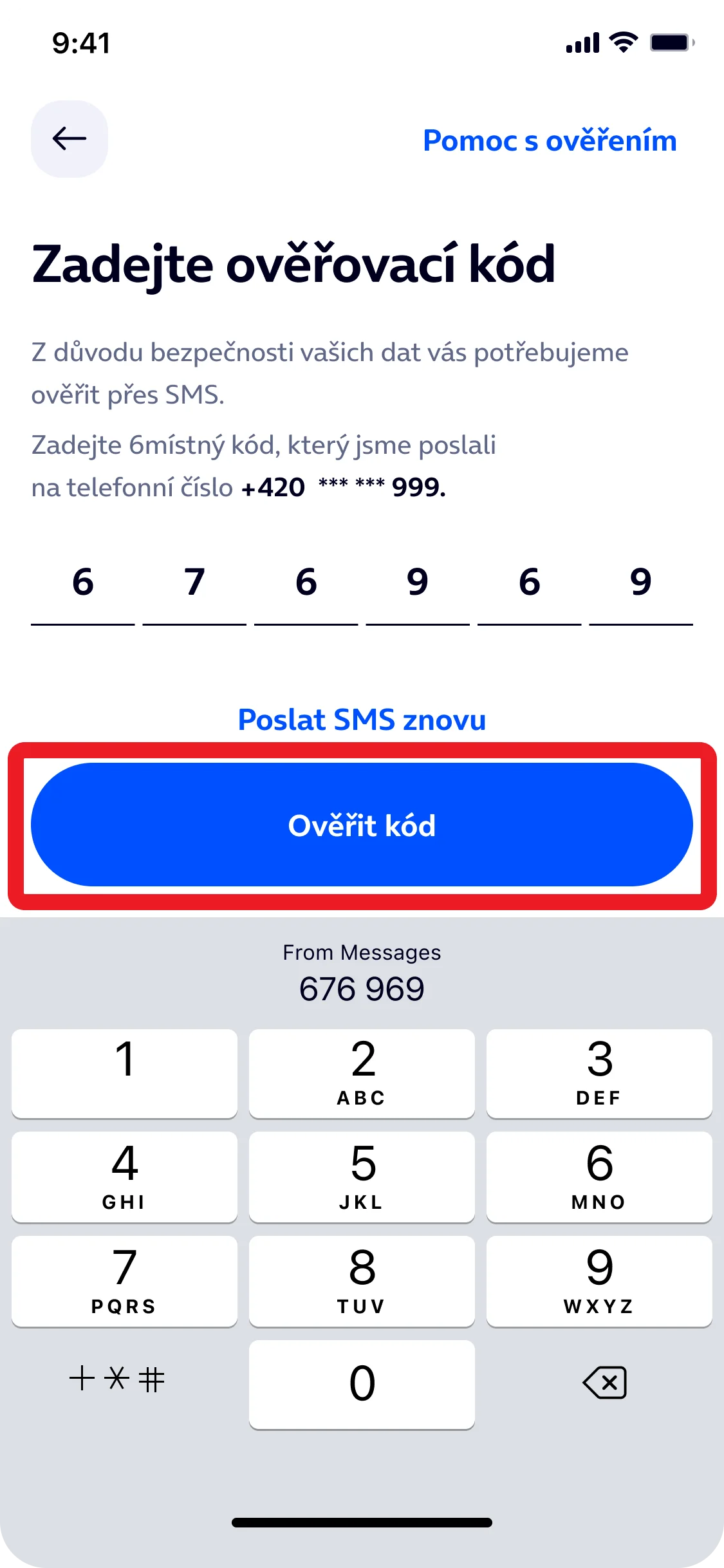 Obrazovka aplikace Moje O2: Instalační proces