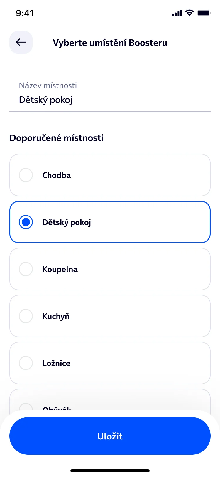 Obrazovka aplikace Moje O2: Postup spárování O2 Smart Boxu a O2 Smart Box Boosteru