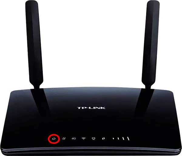 označená kontrolka napájení u modemu