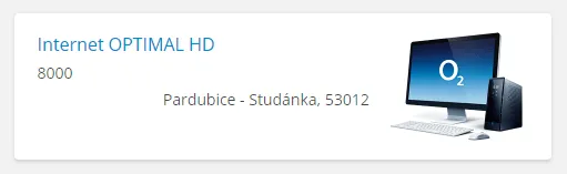 Náhled služby Internet Optimal HD v aplikaci Moje O2