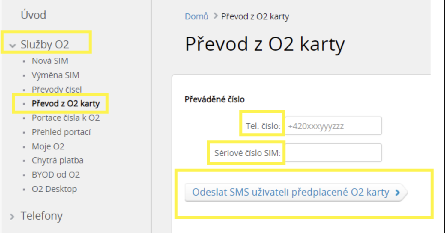 Náhled tabulky pro převod z O2 karty