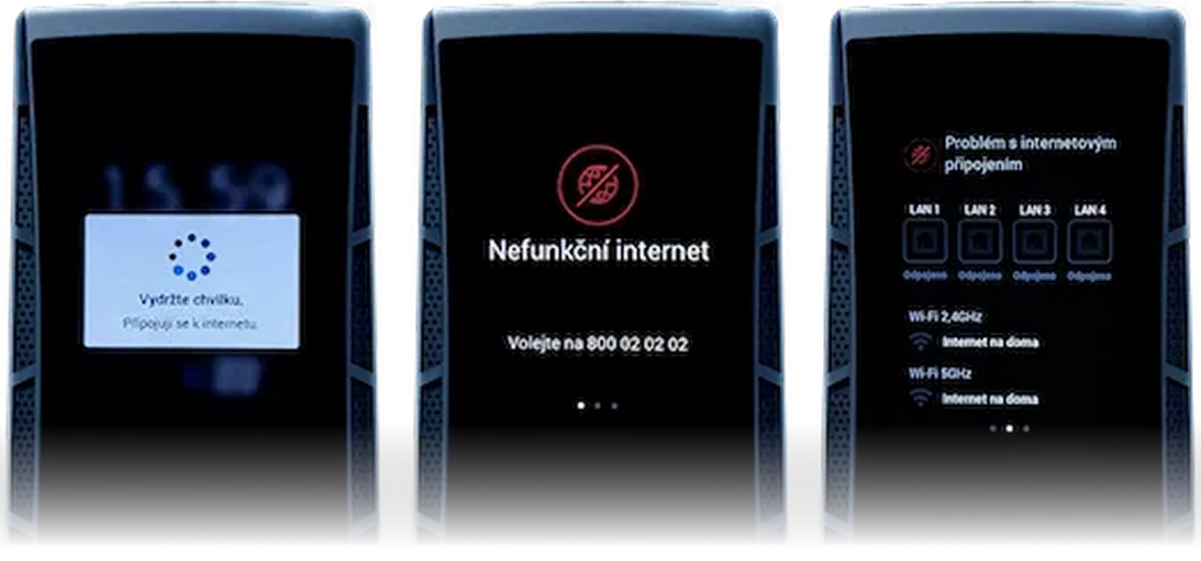 Zobrazované hlášky na displeji routeru Smart Box