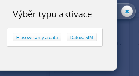 Výběr typu aktivace
