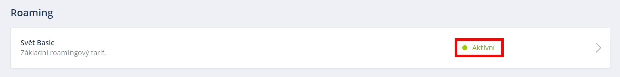 Aktivní základní roamingový tarif Svět Basic Aktivní základní roamingový tarif Svět Basic