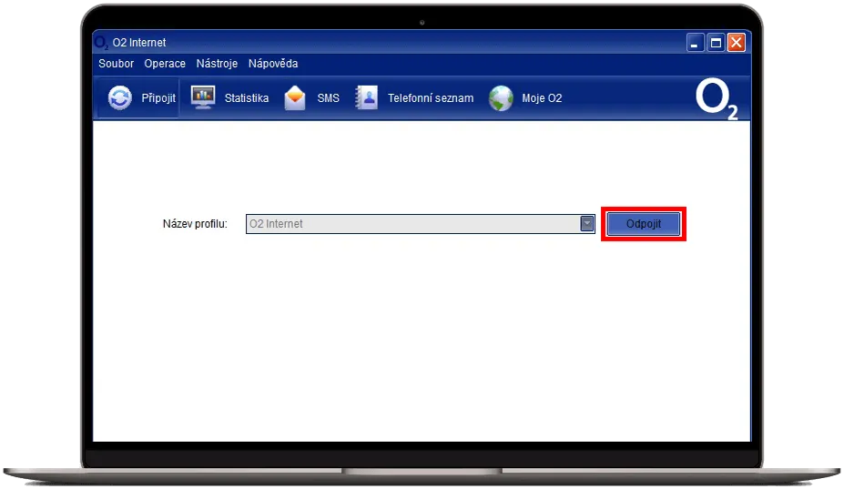 Odpojení od internetu v aplikaci O2 internet