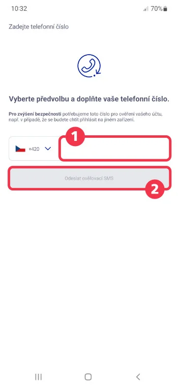 Obrazovka aplikace O2 Smart Box: přihlášení