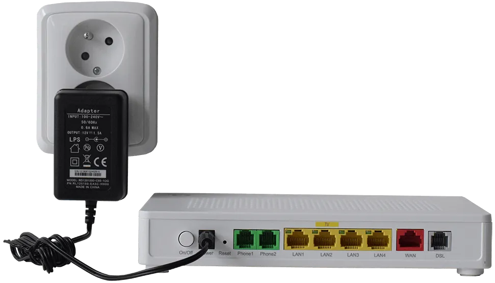 modemu ZTE H267A v zásuvce