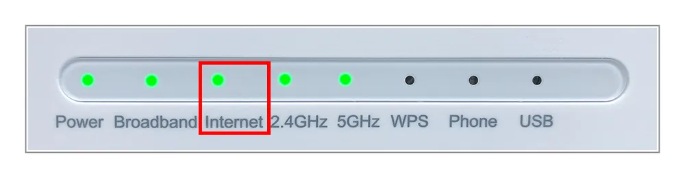 Rozsvícené kontrolky na modemu