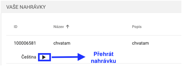 Přehrání nahrávky