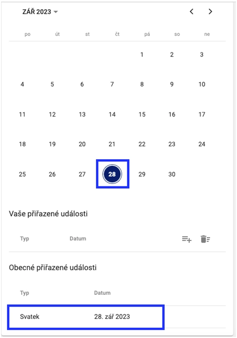 Kalendář událostí