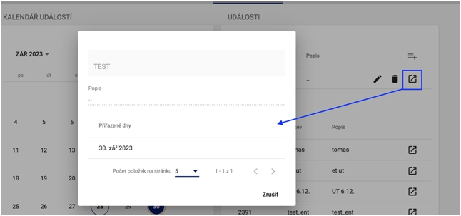 Přiřazená událost dnům