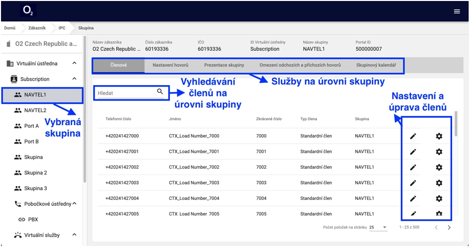 Nastavení a úprava členů
