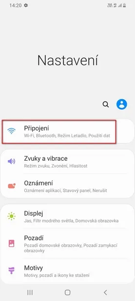 nastavení připojení v mobilu