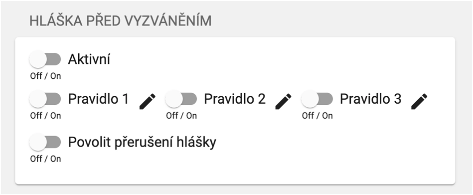 Hláška před vyzváněním