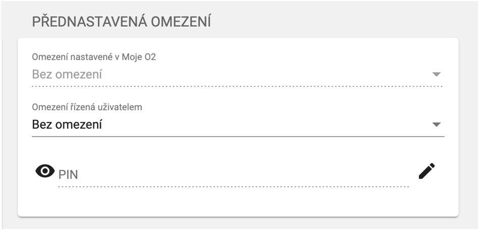 Přednastavení omezení