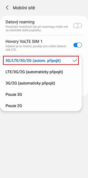 Zvolte Automatické připojení