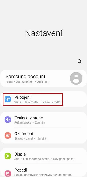 Vyberte Připojení