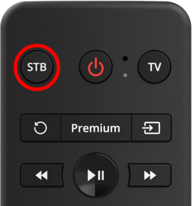 Tlačítko STB (set-top box) na dálkovém ovladači