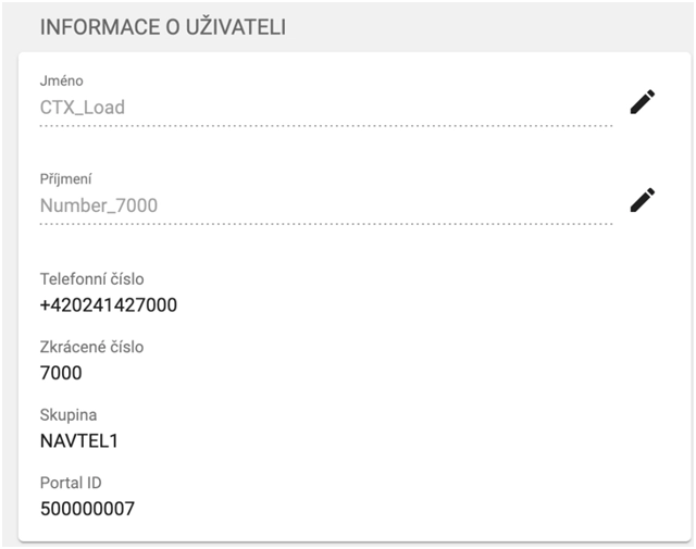 Informace o uživateli