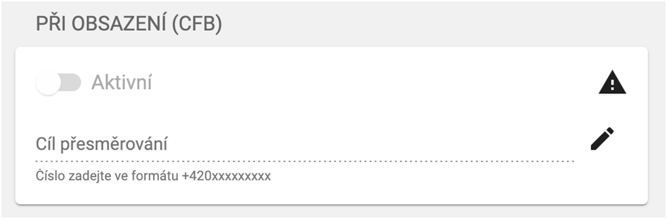 přesměrování hovorů přo obsazení