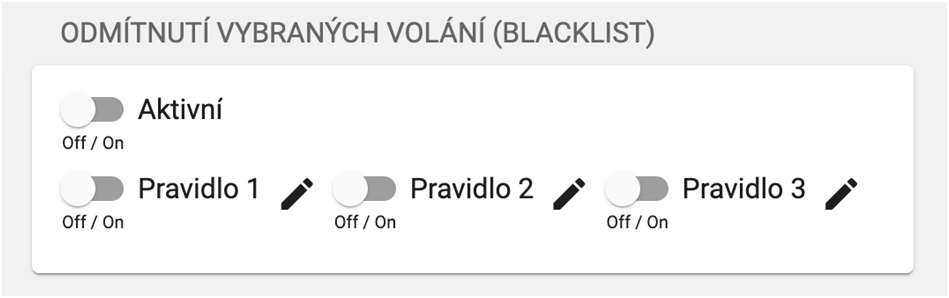 Odmítnutí vybraných volání