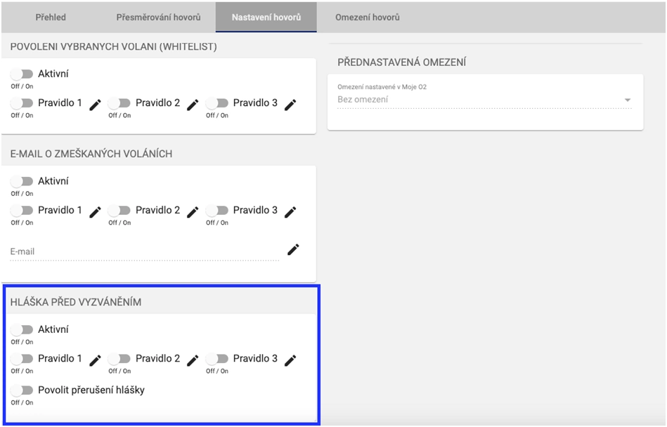 Hláška před vyzváněním