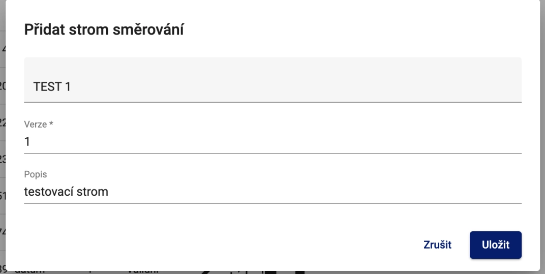 Přidání stromu směrování