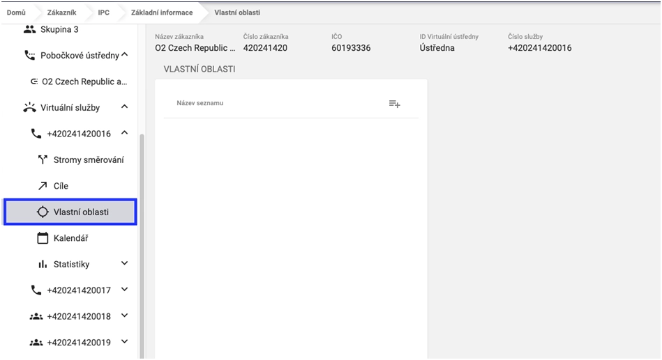 záložka vlastní oblasti