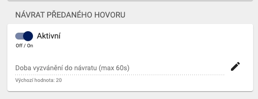 návrat předaného hovoru