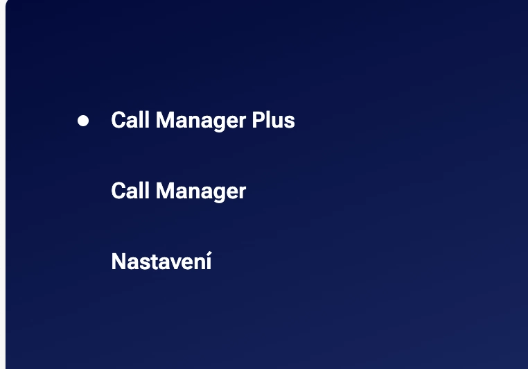 Call manager menu