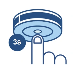 Detektor s ukazatelem stisknutí tlačítka po dobu 3s