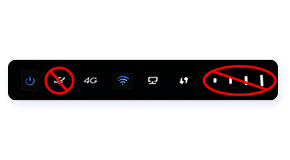 Přeškrtnuté symboly na modemu