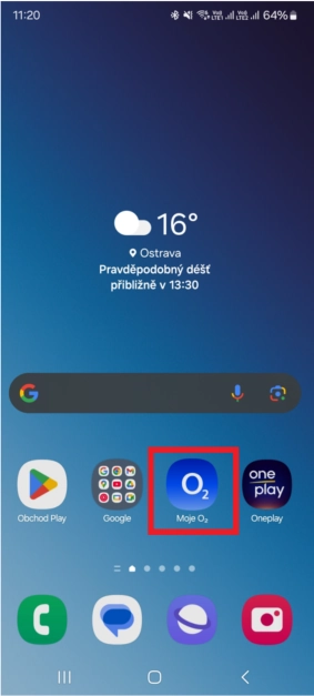 Aplikace Moje O2 v chytrém telefonu