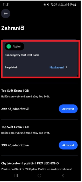 Roamingový tarif Svět Basic