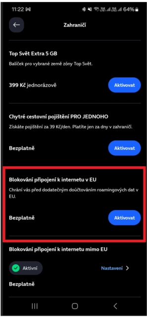 Blokování připojení k internetu v EU