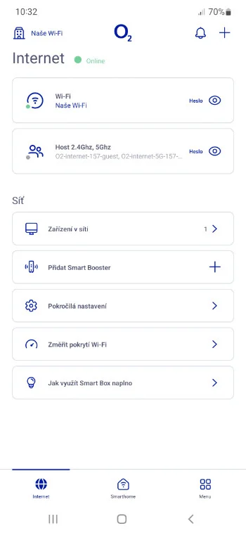 Nastavení O2 Smart Boxu přes aplikaci O2 Smart Box