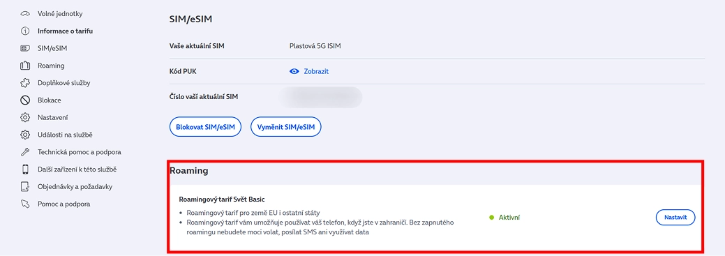 Status tarifu Raoming Basic